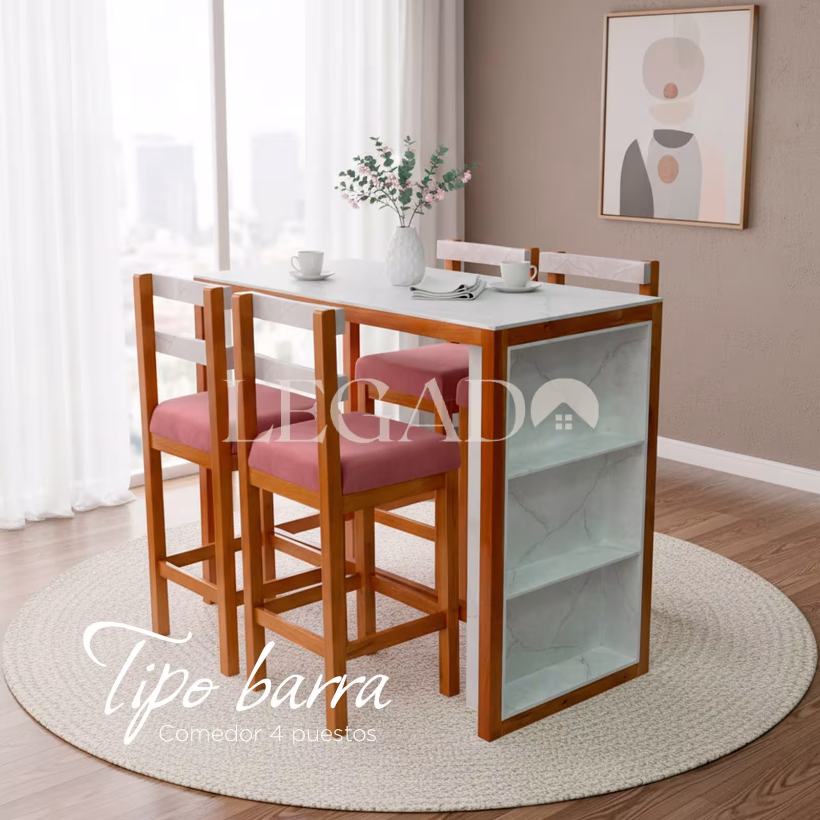 Muebles Legado - Comedores - Ahorrador de espacio Comedor De 4 Puestos Ahorrador De Espacio Tipo Barra - Imagen 1